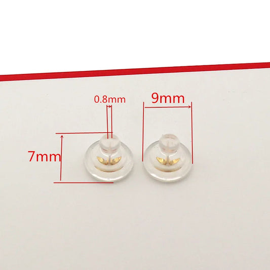 1Pair Solid 925 Sterling Silver 9mm Earring Backs Stoppers 18k Gold Plated Rubber DIY Jewelry Accessories Making