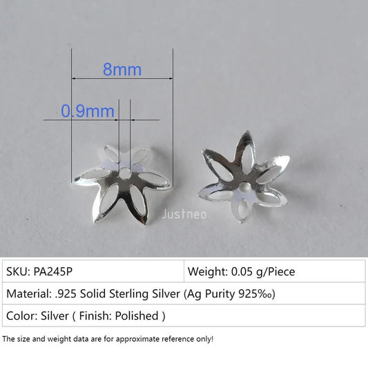 solid 925 sterling silver flower bead cap, spacer bead caps, jewelry DIY silver findings/components