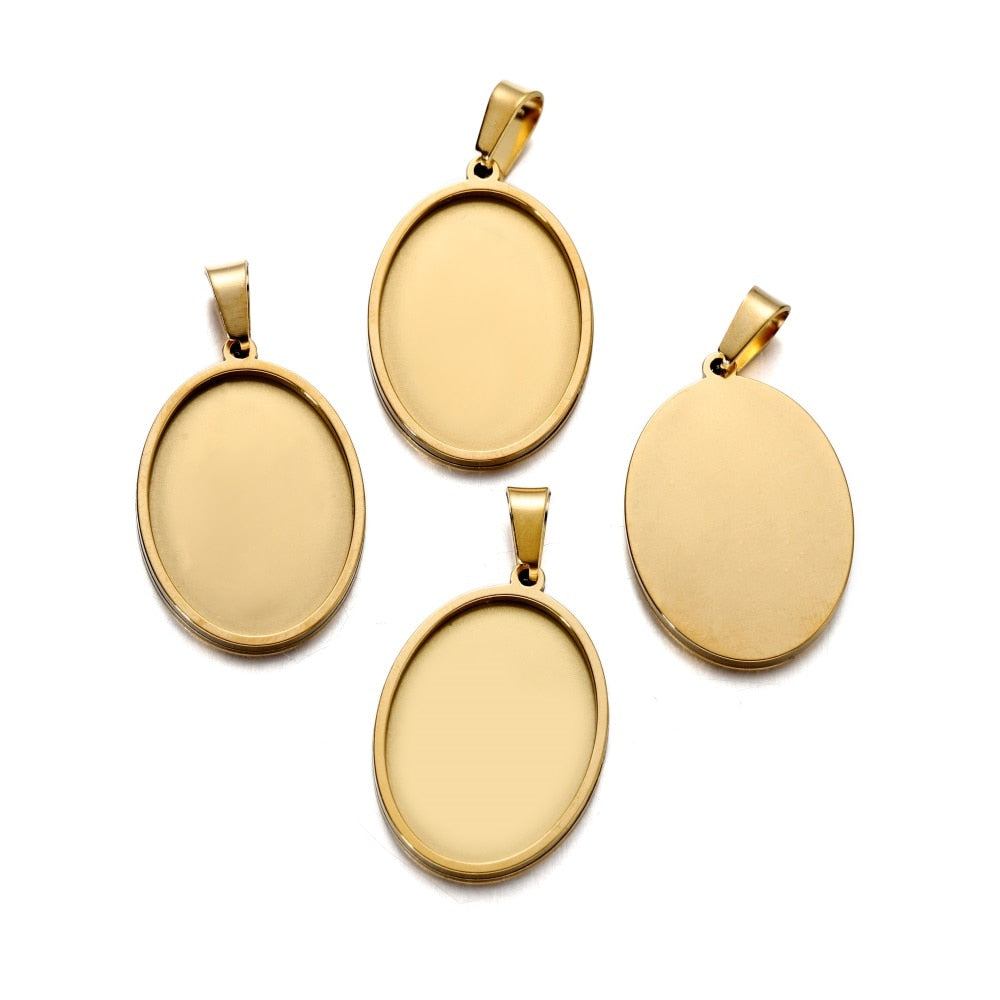 5pcs Gold Pendant Cabochon Base Setting