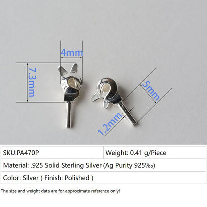 925 Sterling Silver Brooch Pin Backs For Jewelry Making , Silver Brooch Pin kit, Pin Back Straight Locking Jewelry Finding