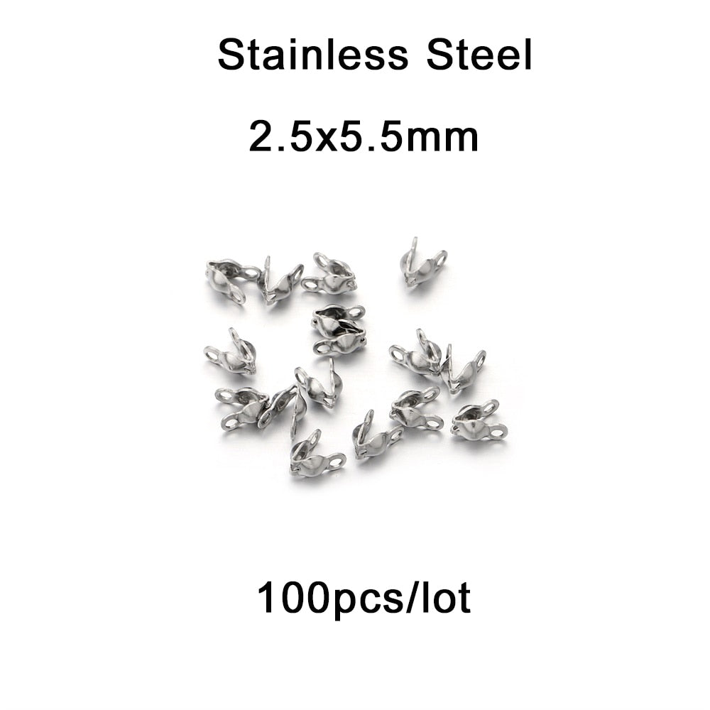 4 x 7 mm Kugelketten-Kalotten-Endklemmen, 100–200 Stück