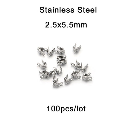 4 x 7 mm Kugelketten-Kalotten-Endklemmen, 100–200 Stück
