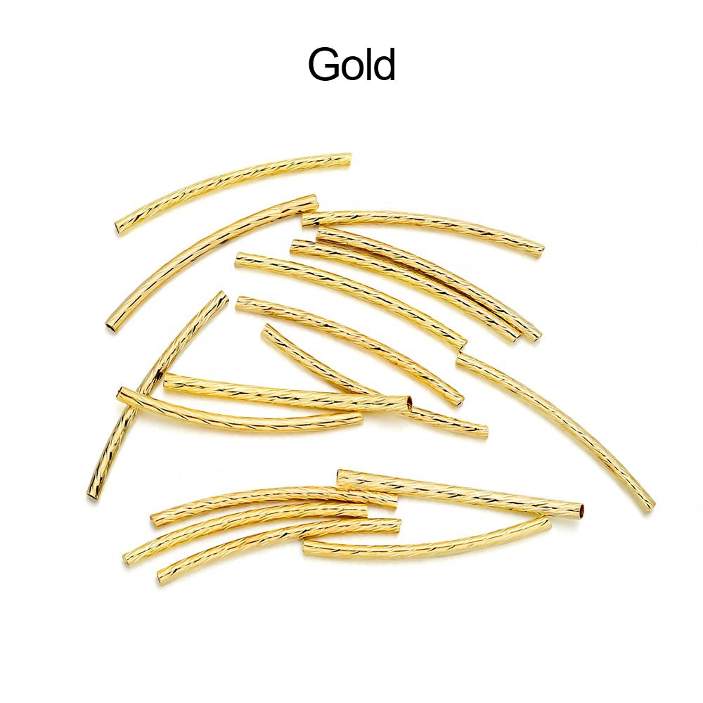 Stripe Copper Curve Tube Spacer Beads 25-30mm, 100pcs