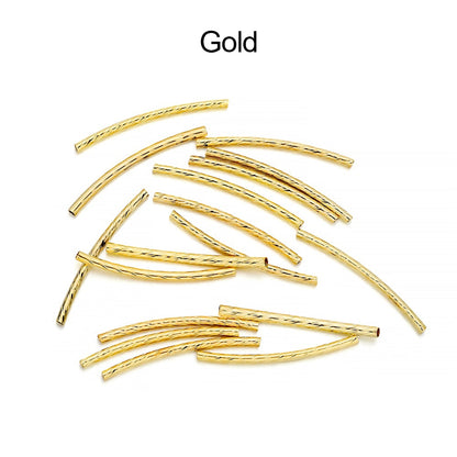 Stripe Copper Curve Tube Spacer Beads 25-30mm, 100pcs