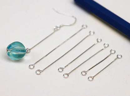 1 Pair Solid 925 Sterling Silver Earring Wire Box Chain 2-4cm for Ear Dangle Making Jewelry DIY Components