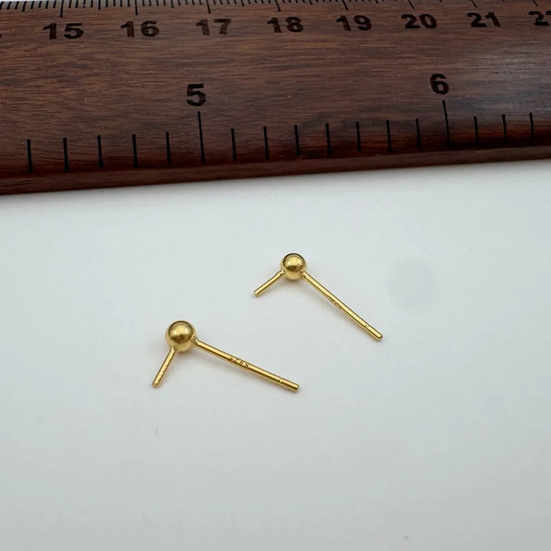 1Pair Solid 925 Sterling Silver 3mm Earring for Round Pearl beads DIY Accessories Making Components Finding