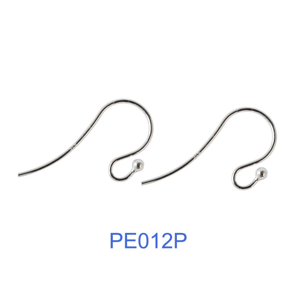 ear hook,24*0.8mm solid 925 sterling silver earring wire hooks with 2mm ball ,1pair