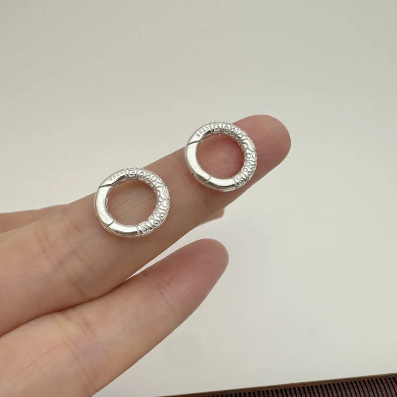 1PCS Solid 925 Sterling Silver 12mm Spring Clasp Round  DIY Jewelry Making Cloud Connector  Accessories Finding