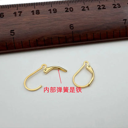 1Pair Solid 925 Sterling Silver French Hooks 18k Gold Color 15mm DIY Earring Accessories Making Components Finding