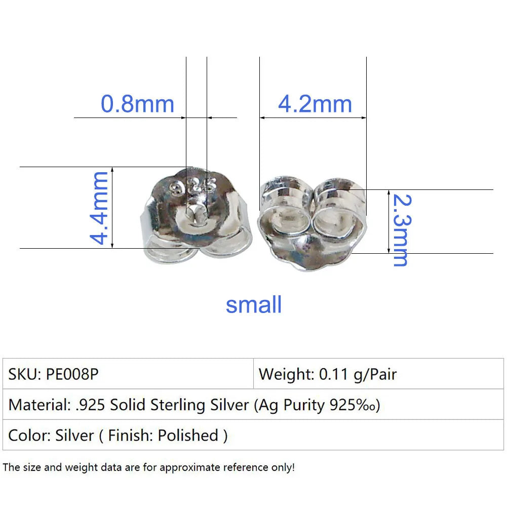 925 Sterling Silver Earring Backs, Silver butterfly earring backs, hypoallergenic earring backs for studs