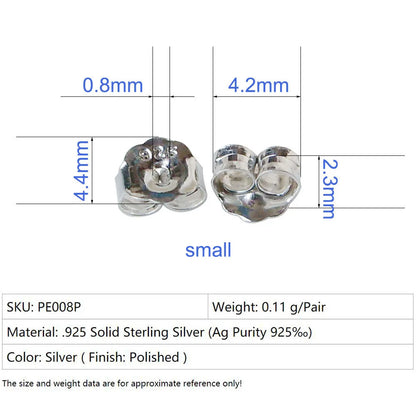 925 Sterling Silver Earring Backs, Silver butterfly earring backs, hypoallergenic earring backs for studs