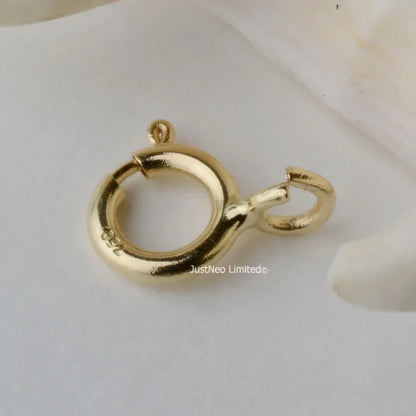 Solid 18k Karat Yellow Gold Spring Ring Clasp 5mm Au750 18ct Round Buckle for Necklace Jewelry Findings and Components