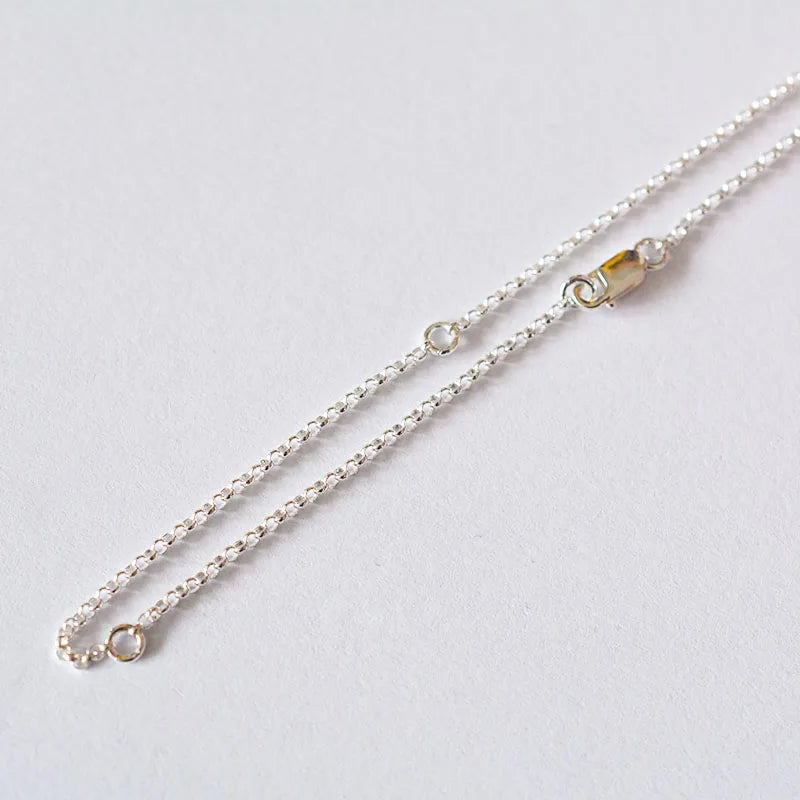 S925 Sterling Silver Rolo Chain Necklace Adjustable Length 80cm（70cm+5cm+5cm）