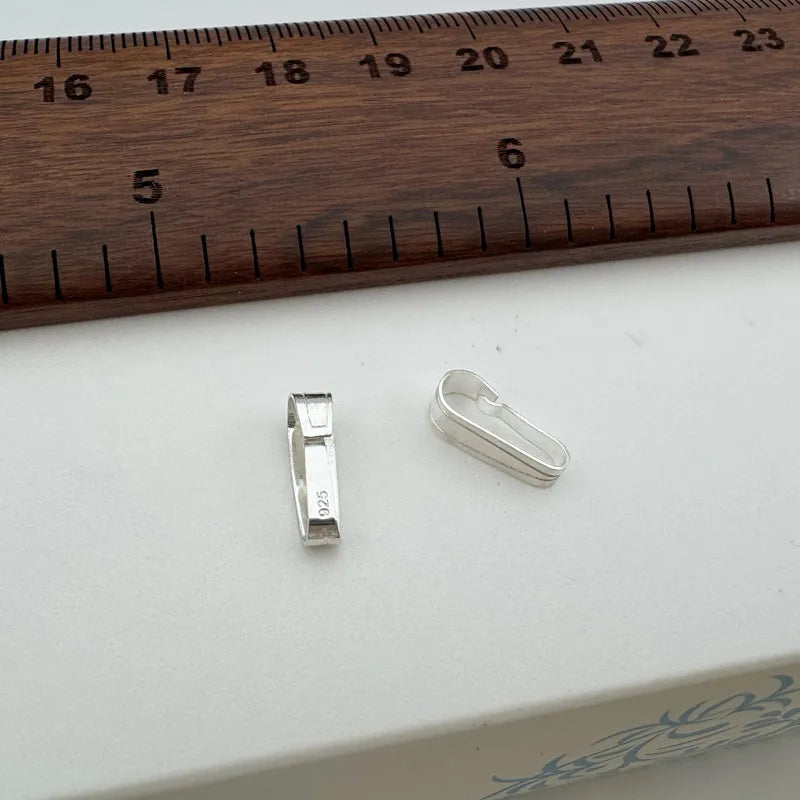 1PCS 12mm Solid 925 Sterling Silver Buckle Pendant Connector DIY Jewelry Accessories Making for Necklace Components