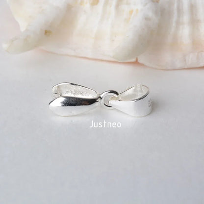 solid 925 sterling silver bail pendant clasp connector, pinch bail with ice-pick for necklace & pendant silver jewelry, L
