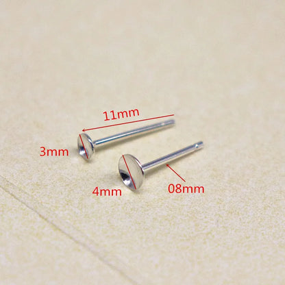 1Pair Solid 925 Sterling Silver Earring Post for Jewelry Making DIY Accessories with Cupped Pad for Pear Beads