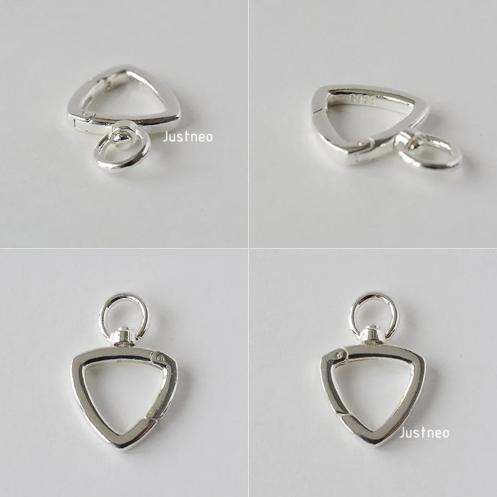 Solid 925 Sterling Silver Clasp,Spring Press Open Hook with Swivel End Ring，Rotatable Buckle for Necklace/Bracelet Jewelry