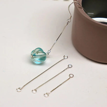 1 Pair Solid 925 Sterling Silver Earring Wire Box Chain 2-4cm for Ear Dangle Making Jewelry DIY Components
