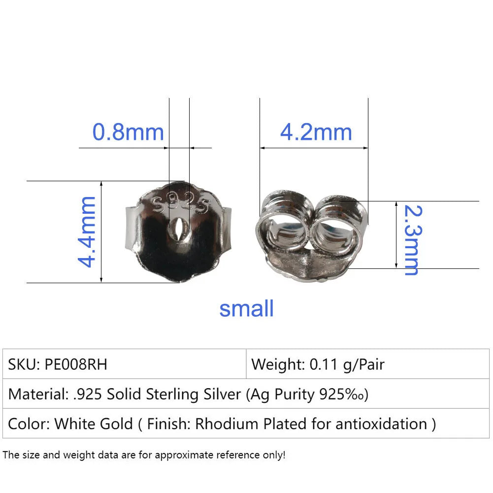 925 Sterling Silver Earring Backs, Silver butterfly earring backs, hypoallergenic earring backs for studs
