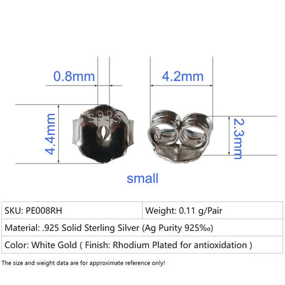 925 Sterling Silver Earring Backs, Silver butterfly earring backs, hypoallergenic earring backs for studs