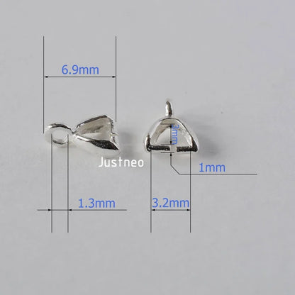 Solid 925 Sterling Silver Small Pinch Clip Bail Pendant Clasps Connector, jewelry DIY silver findings/components