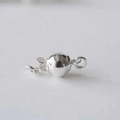 Solid 925 Sterling Silver Round Ball Box Clasp for Pearl Necklace Jewelry diy Components, 1 piece/lot
