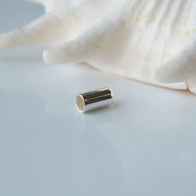 Solid 925 sterling silver cord end tips tube with 2mm hole,top sealed cord/string/chain/wire terminator