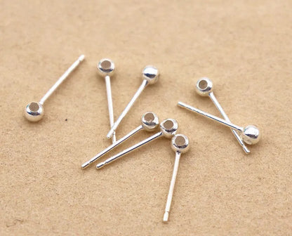 1Pair Solid 925 Sterling Silver Earring Studs Ear Post Making with Silicon Hollow for Jewelry Findings DIY Accessories