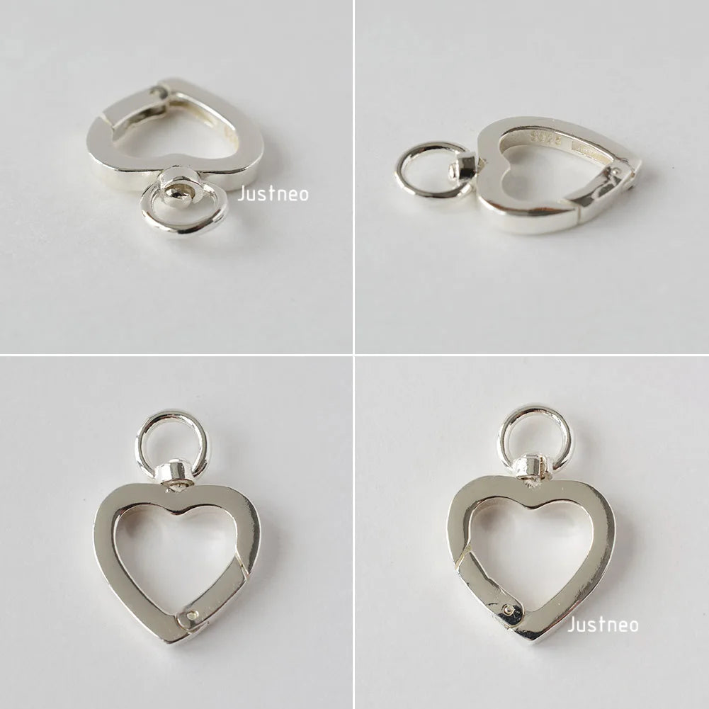 Solid 925 Sterling Silver Clasp,Spring Press Open Hook with Swivel End Ring，Rotatable Buckle for Necklace/Bracelet Jewelry