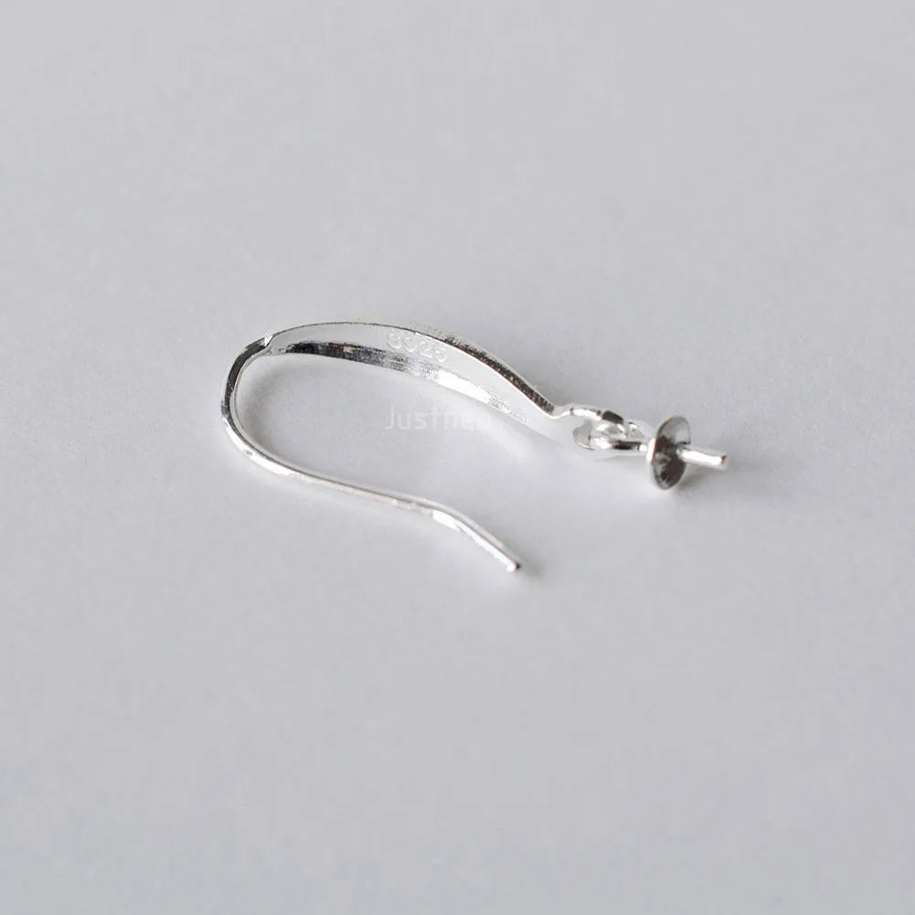 Solid .925 Sterling Silver Earring Hooks with Eyepin Bead Caps, French Ear wire Dangle Pearl Earrings , DIY Accessories