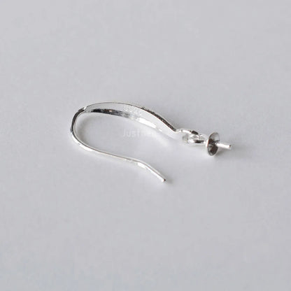 Solid .925 Sterling Silver Earring Hooks with Eyepin Bead Caps, French Ear wire Dangle Pearl Earrings , DIY Accessories