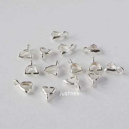 Solid 925 Sterling Silver Small Pinch Clip Bail Pendant Clasps Connector, jewelry DIY silver findings/components