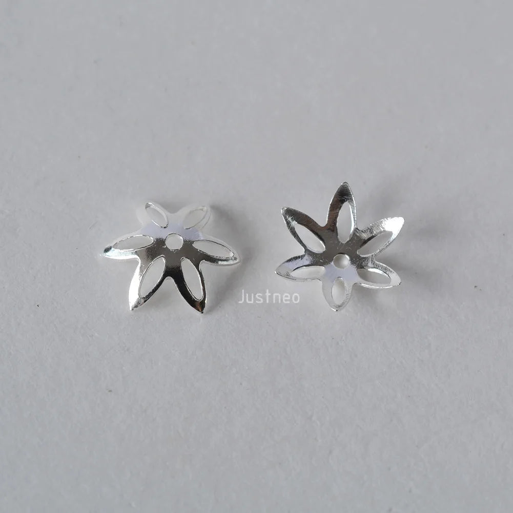 solid 925 sterling silver flower bead cap, spacer bead caps, jewelry DIY silver findings/components