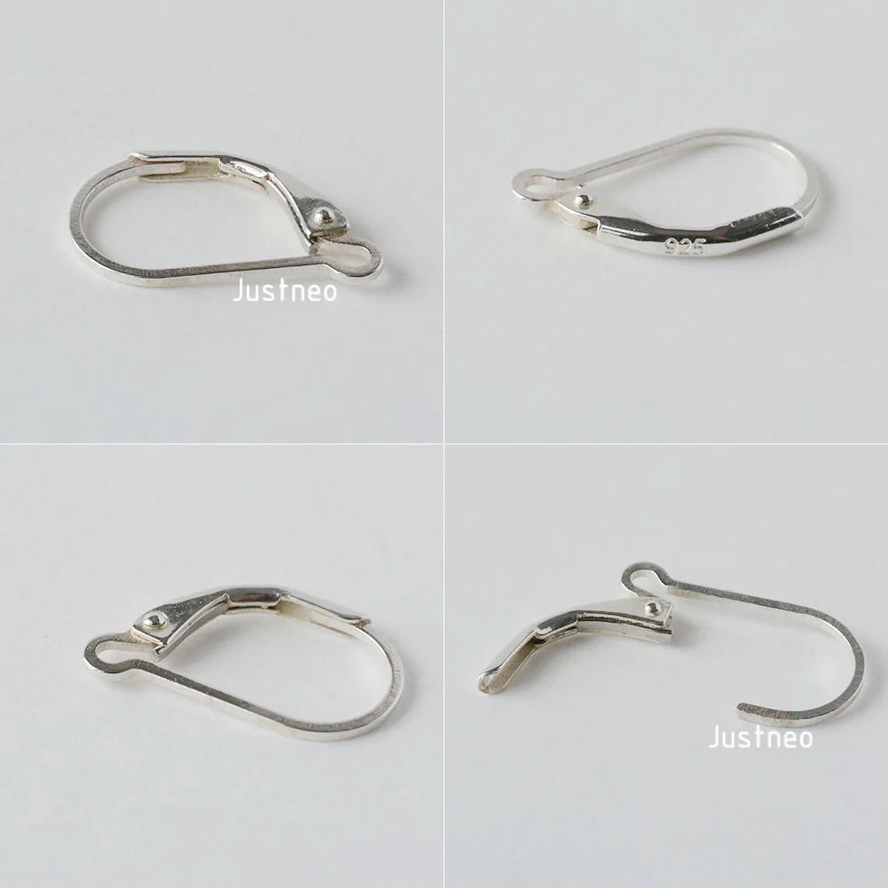 Solid 925 Sterling Silver Hinged French Leverback Eearwire Hook Findings , snap hook for Earring Jewelry DIY