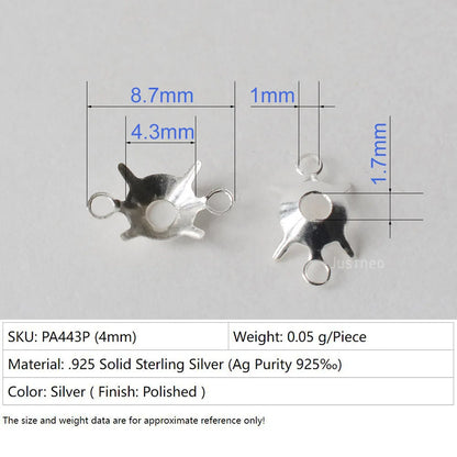 925 Sterling Silver CZ Link Connector Component blanks Settings With Double Loops for Jewelry Making Findings