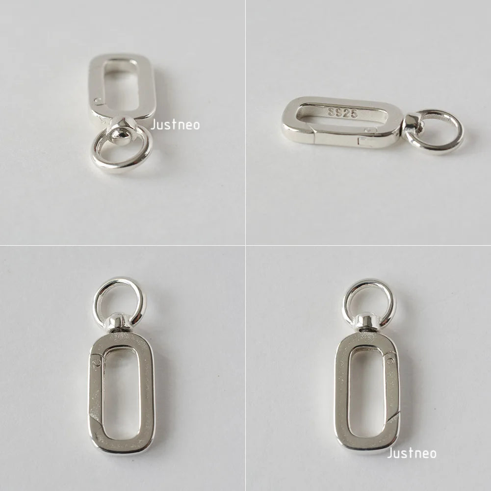 Solid 925 Sterling Silver Clasp,Spring Press Open Hook with Swivel End Ring，Rotatable Buckle for Necklace/Bracelet Jewelry
