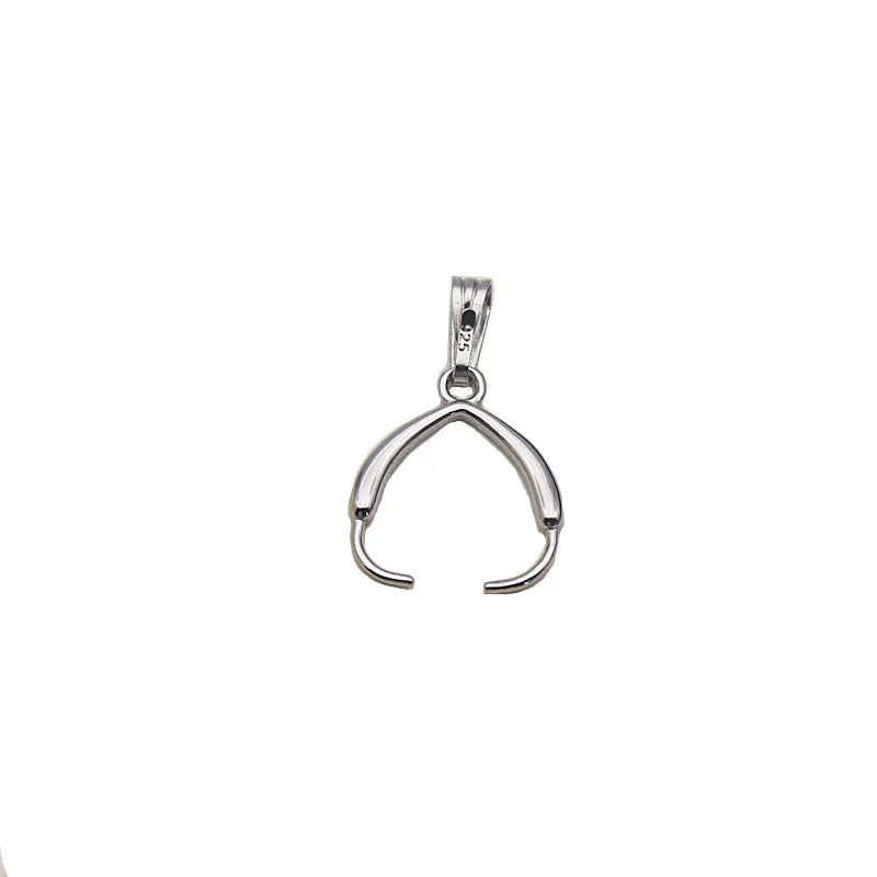 22mm Solid Sterling Silver Bail Pendant Connector Pinch Bail for Round Beads Jewelry Necklace Pendant Making Components DIY
