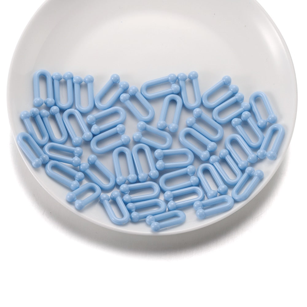 Colorful Acrylic Plastic U Shape Split Ring, 100pcs