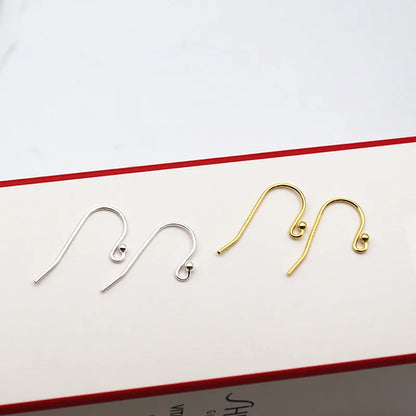 1Pair Solid 925 Sterling Silver Earring Hook 0.7*21mm with 2mm Ball DIY Components Jewelry Making Accessories Finding