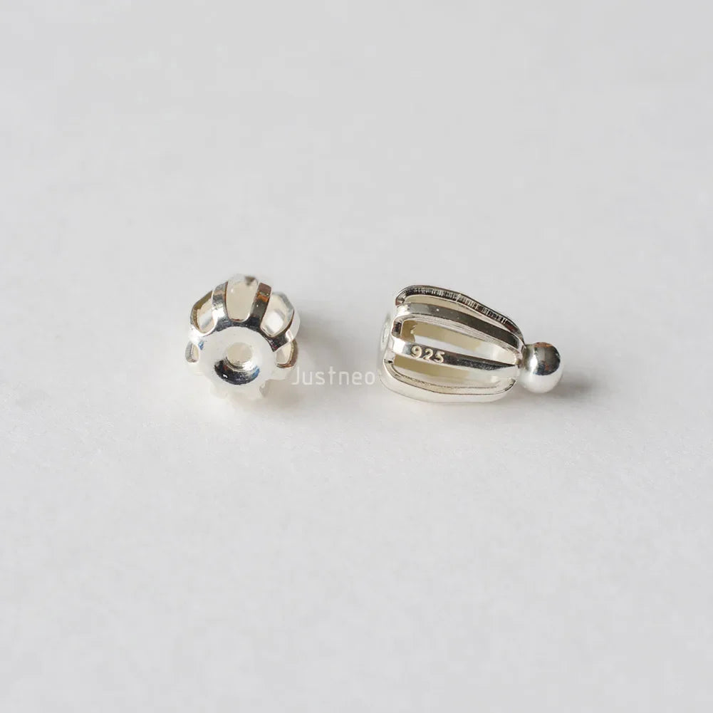 Solid 925 Sterling Silver screw Stud Earring Post Pin with screw earring backs for Pearl earring stud Jewelry diy Components