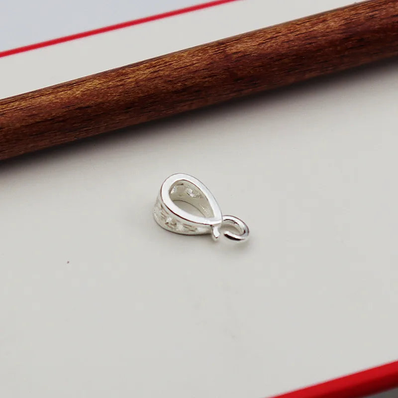 1 PCS Solid 925 Sterling Silver Bail Connector with Open Jump Slider Pendant Clasp Diy Jewelry Making Accessories