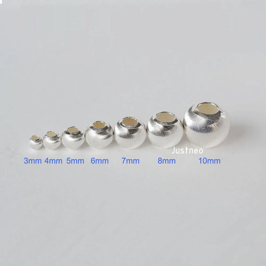 3mm-10mm Solid 925 Sterling Silver Loose Beads, Beautiful Cats Eye Silver Beads For Making Fashion Jewelry, 1 Piece