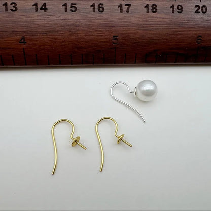 1Pair Solid 925 Sterling Silver Earring Hooks Holder Simple Pearl DIY Jewelry Making for Beads Settings Components Finding