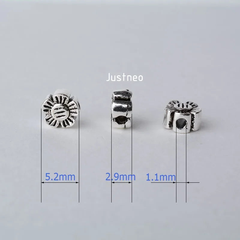 solid 925 sterling silver flower charm beads, Thai Silver spacer loose bead with 1.1mm hole jewelry diy components accessories