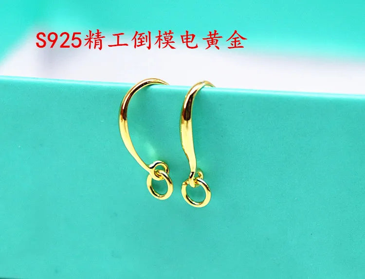 1 Pair Solid 925 Sterling Silver Earring Hook with Open Loop DIY Jewelry Componets Making Accessories Finding Original