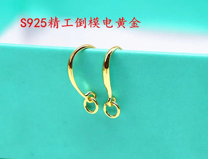 1 Pair Solid 925 Sterling Silver Earring Hook with Open Loop DIY Jewelry Componets Making Accessories Finding Original