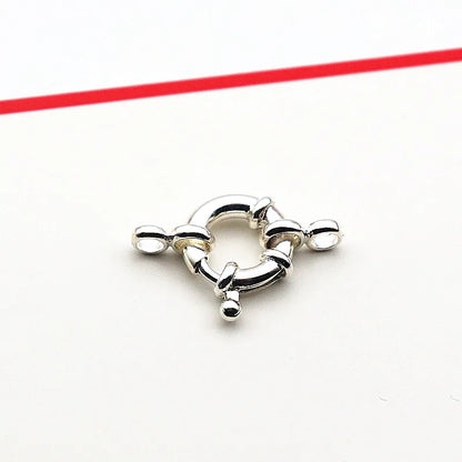 1Piece Solid 925 Sterling Silver Necklace Clasp 10/12/14mm Spring with 1 Strand Movable Nautical Ring for Bracelet DIY Jewelry