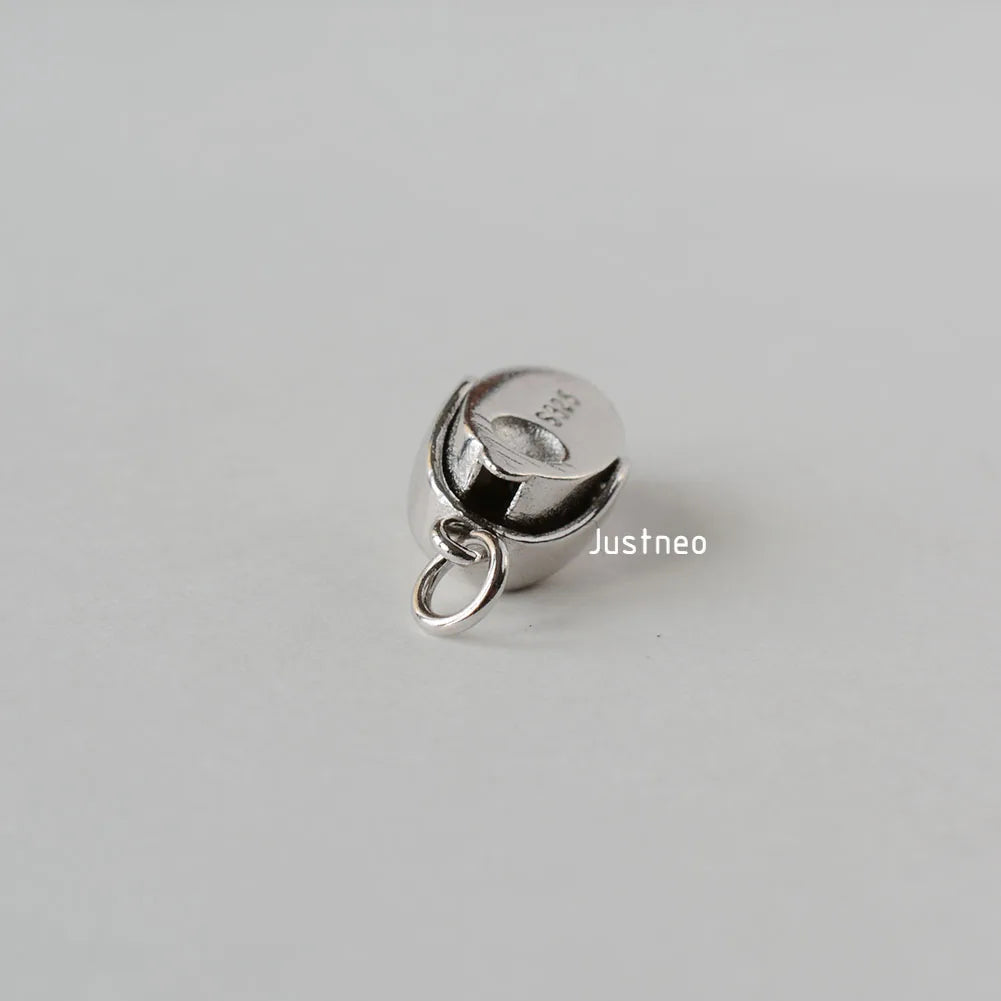 solid 925 sterling silver pea-shaped security tab clasp for necklace/bracelet