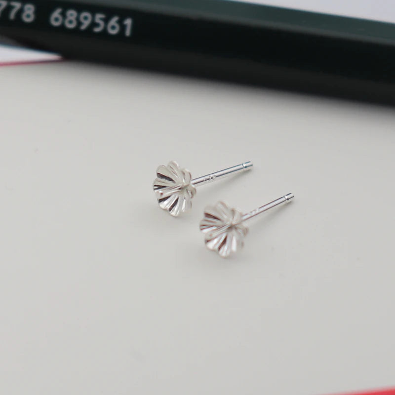 1Pair  925 Sterling  Silver Earring Settings Etud Flower Shape for Pearl Round Beans Accessories DIY Stones for Lady 1 Pair