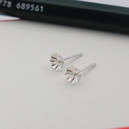 1Pair  925 Sterling  Silver Earring Settings Etud Flower Shape for Pearl Round Beans Accessories DIY Stones for Lady 1 Pair
